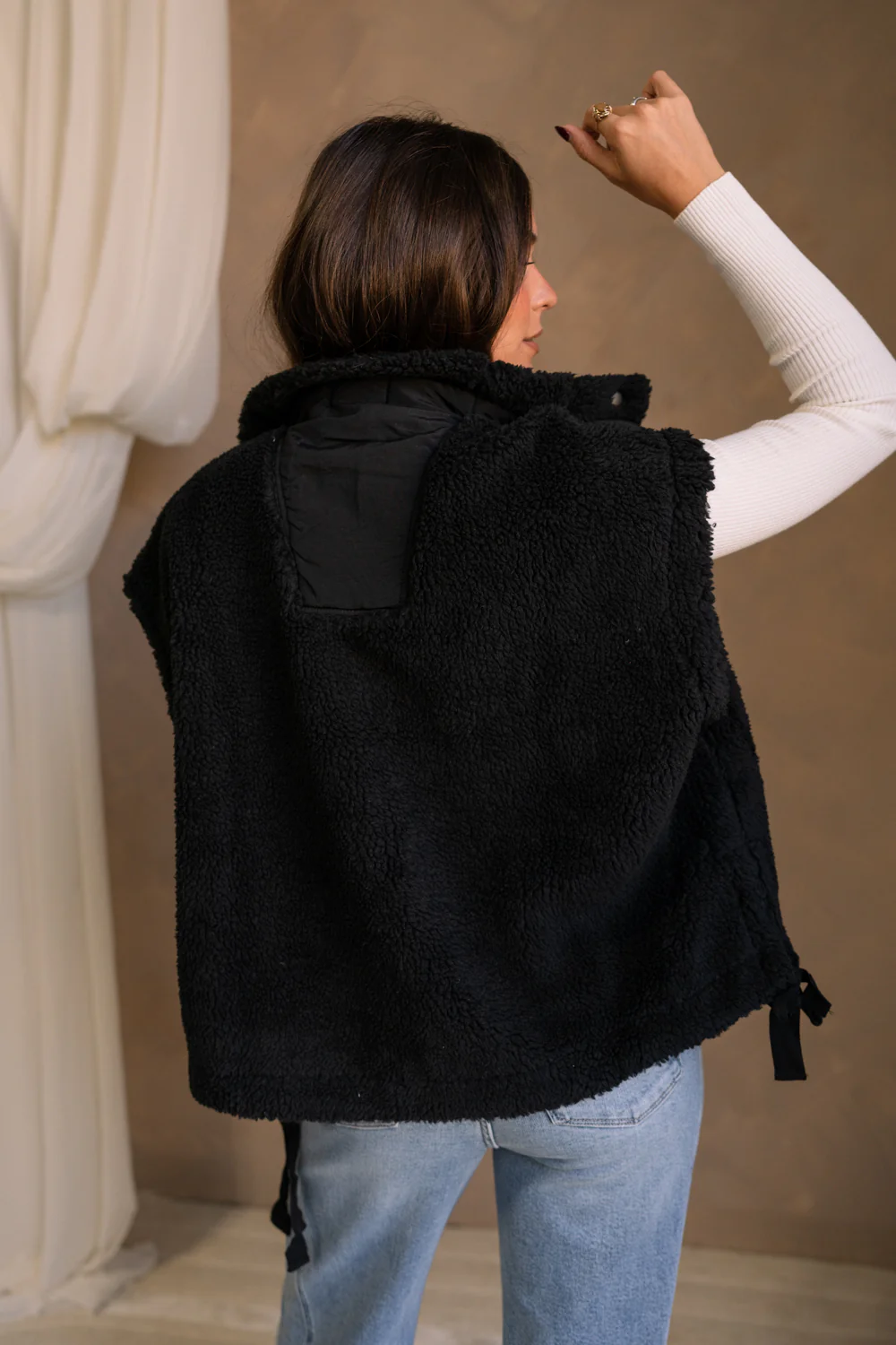 Leland Sherpa Button Snap-Up Vest - Image 4