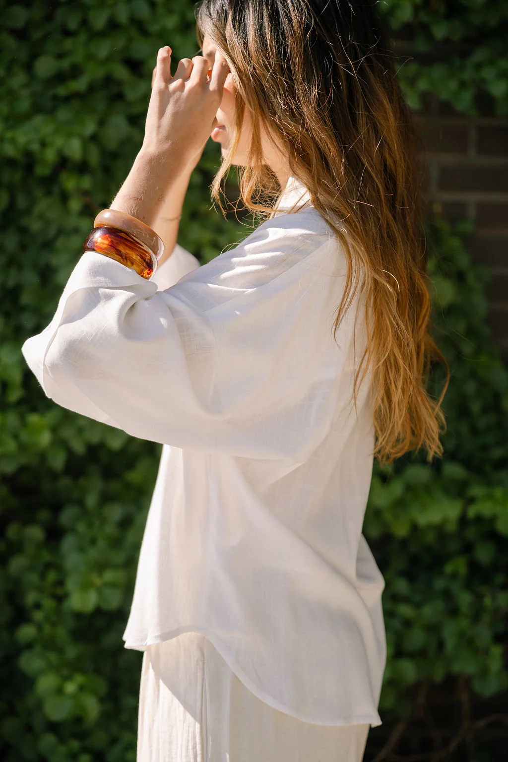 Lena Off White Linen Button-Up Top - Image 3