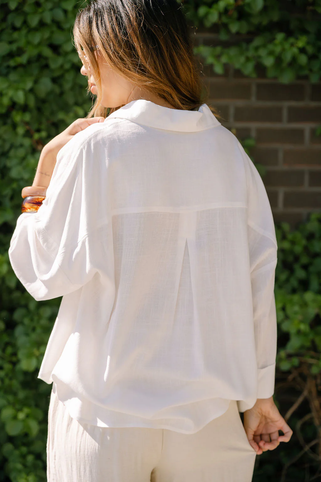 Lena Off White Linen Button-Up Top - Image 4