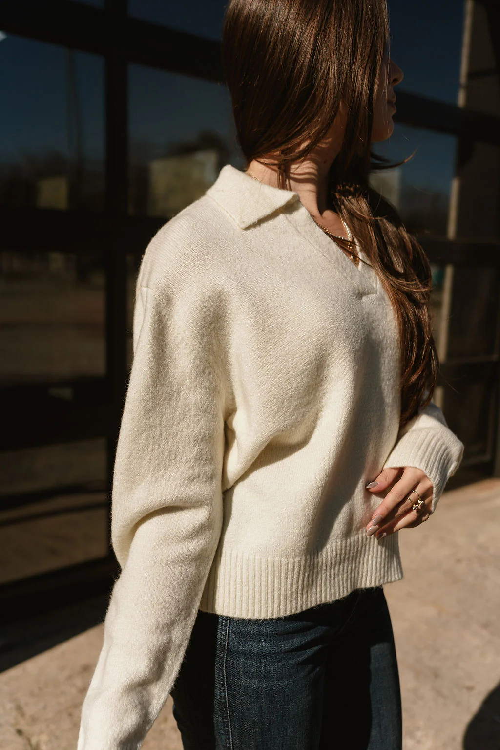 Loren Cream Collared Sweater - Image 3