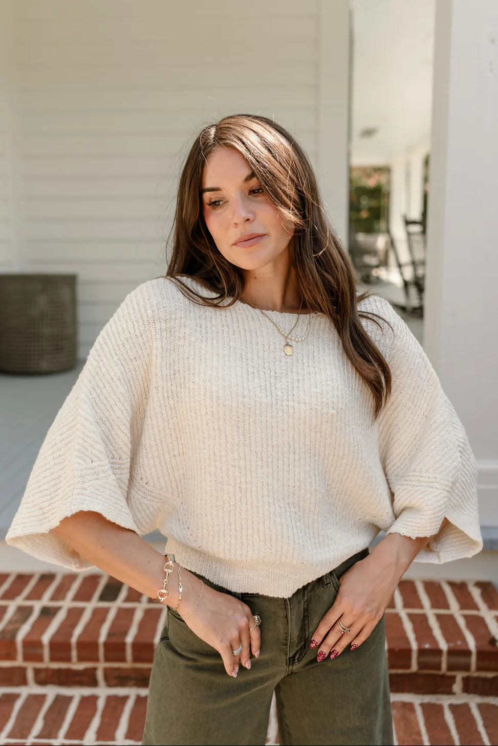 Luca Cream Short Sleeve Sweater