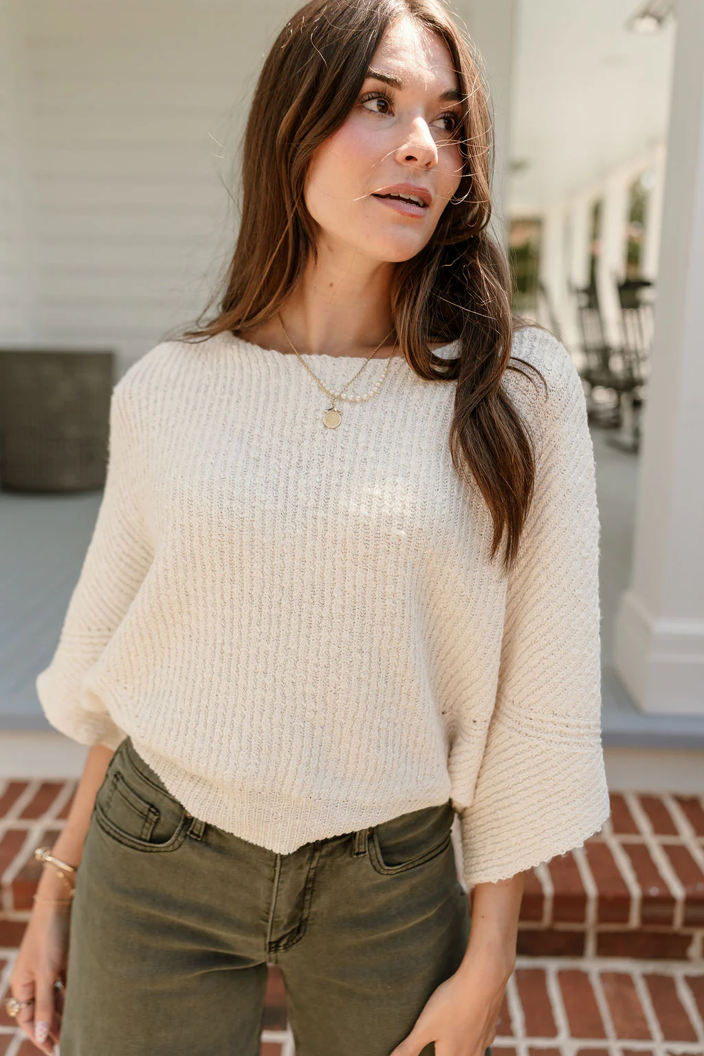 Luca Cream Short Sleeve Sweater - Image 2