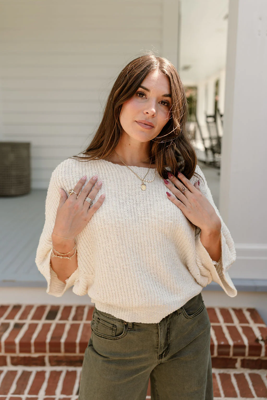 Luca Cream Short Sleeve Sweater - Image 4