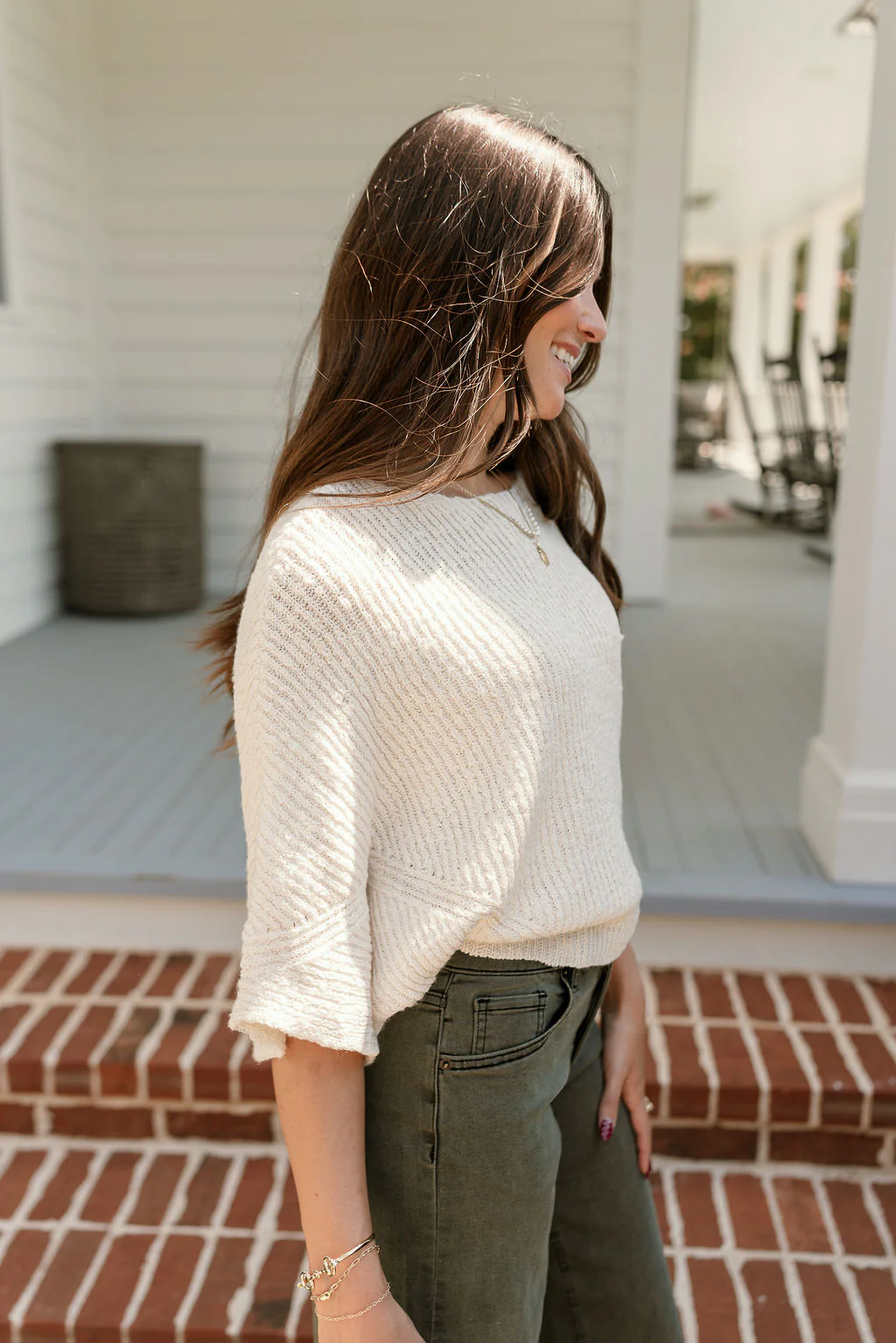 Luca Cream Short Sleeve Sweater - Image 6