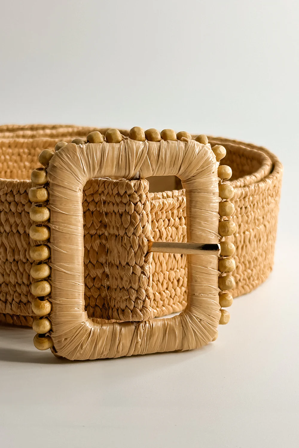 Lyla Tan Rattan Beaded Belt - Image 3
