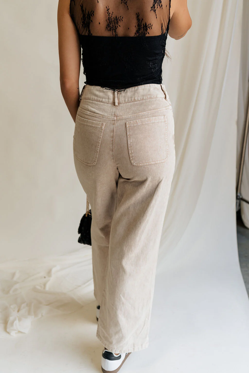 Marie Washed Taupe Denim Pants - Image 2