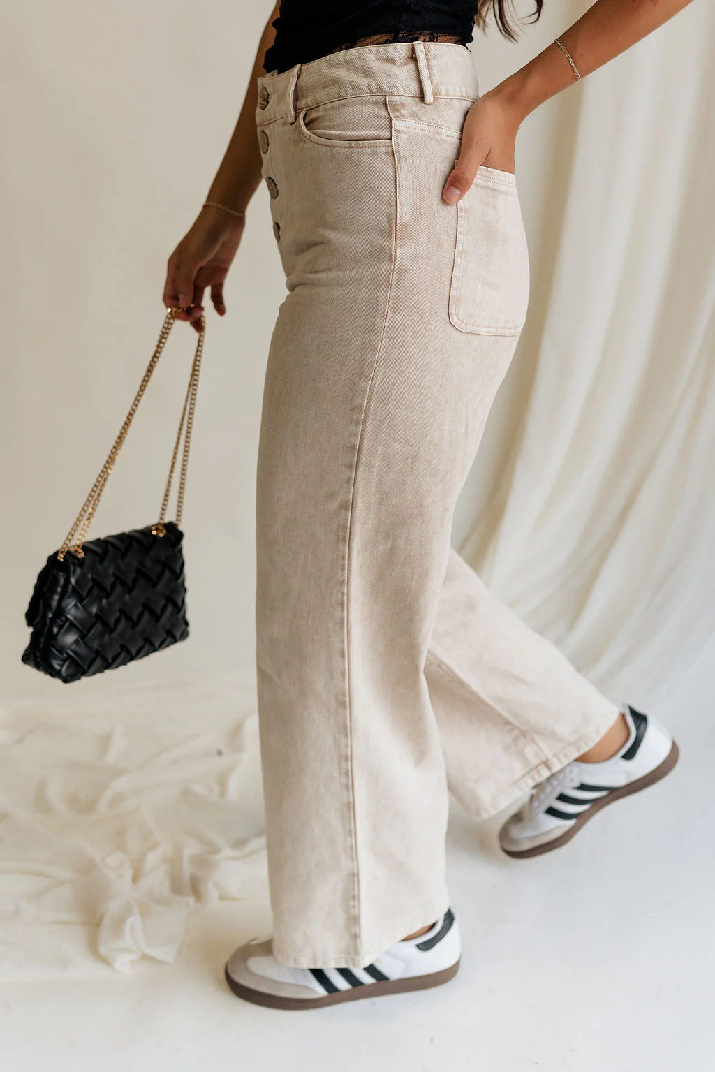 Marie Washed Taupe Denim Pants - Image 3