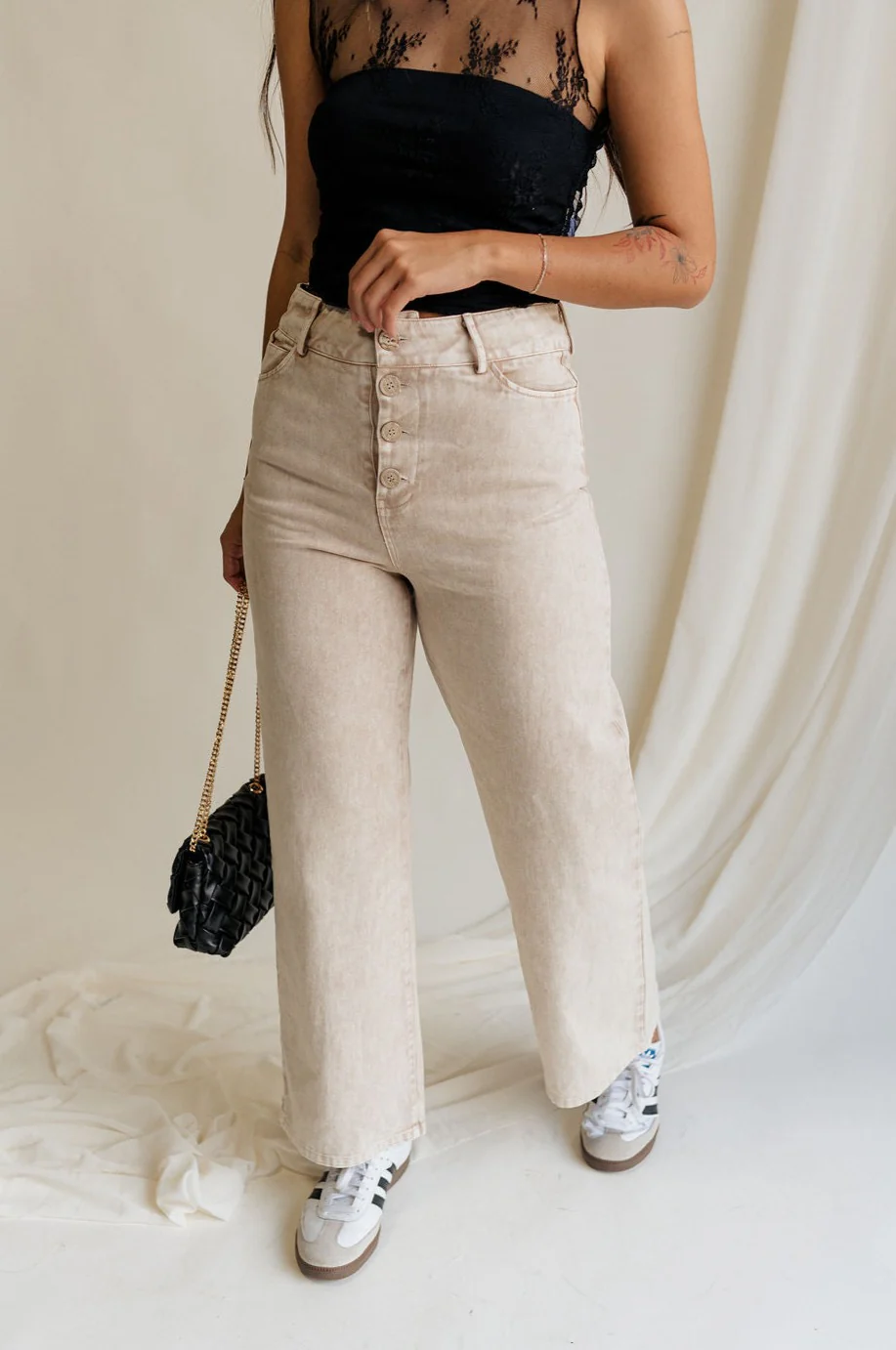Marie Washed Taupe Denim Pants - Image 4