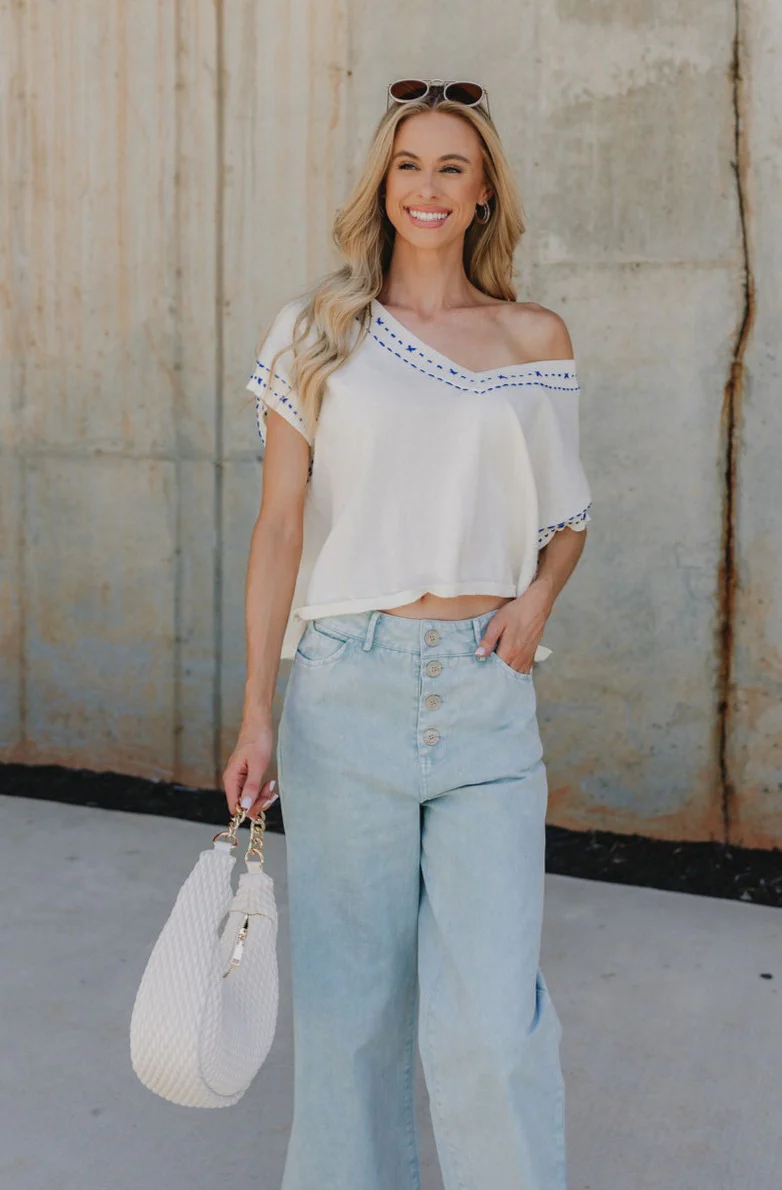 Marina Cream Short Sleeve Top - Image 3