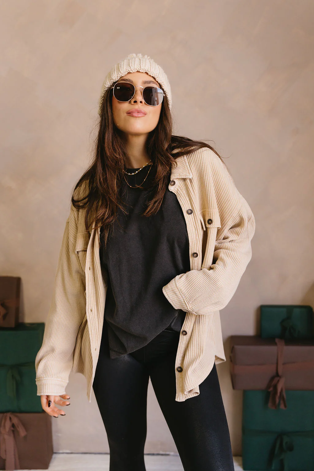 Mckenzie Taupe Thermal Button-Up Top - Image 4