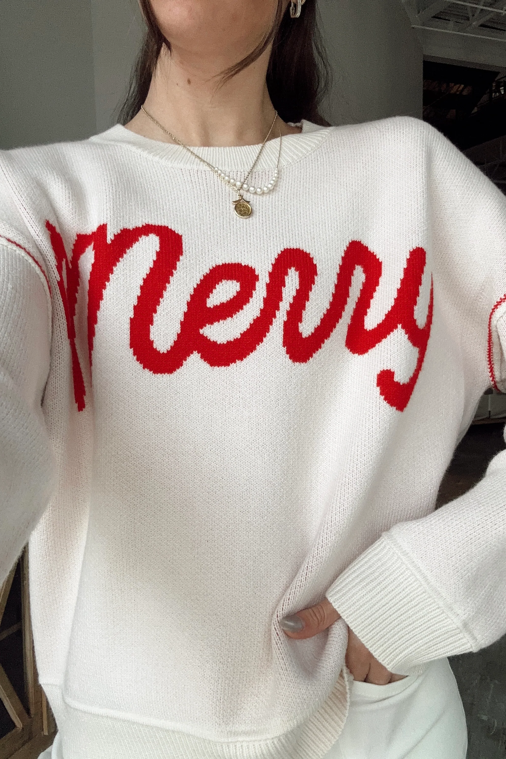 Merry Cream & Red Sweater - Image 2
