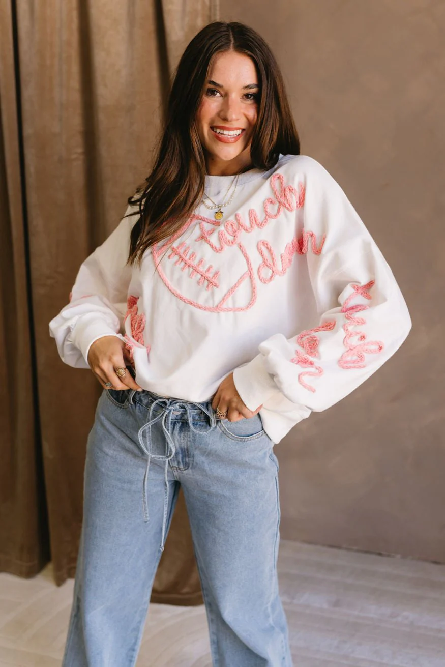 Miley Pink & White Touchdown Sweatshirt