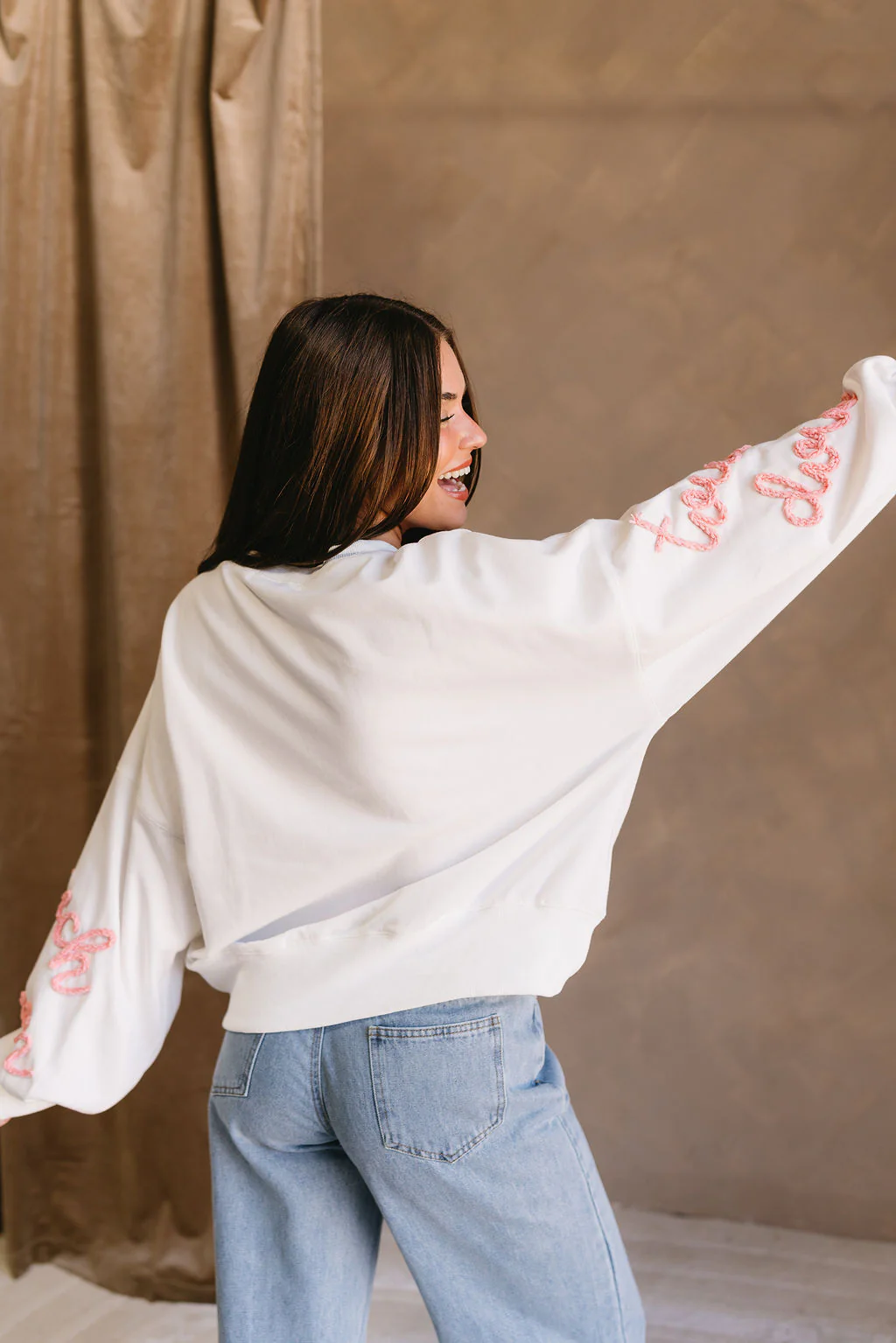 Miley Pink & White Touchdown Sweatshirt - Image 5