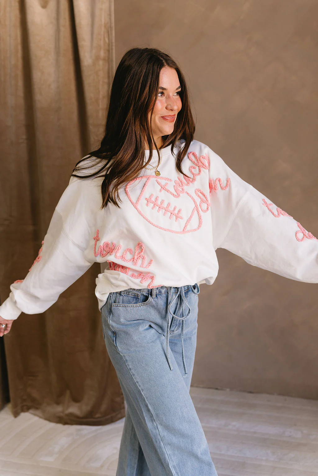 Miley Pink & White Touchdown Sweatshirt - Image 7