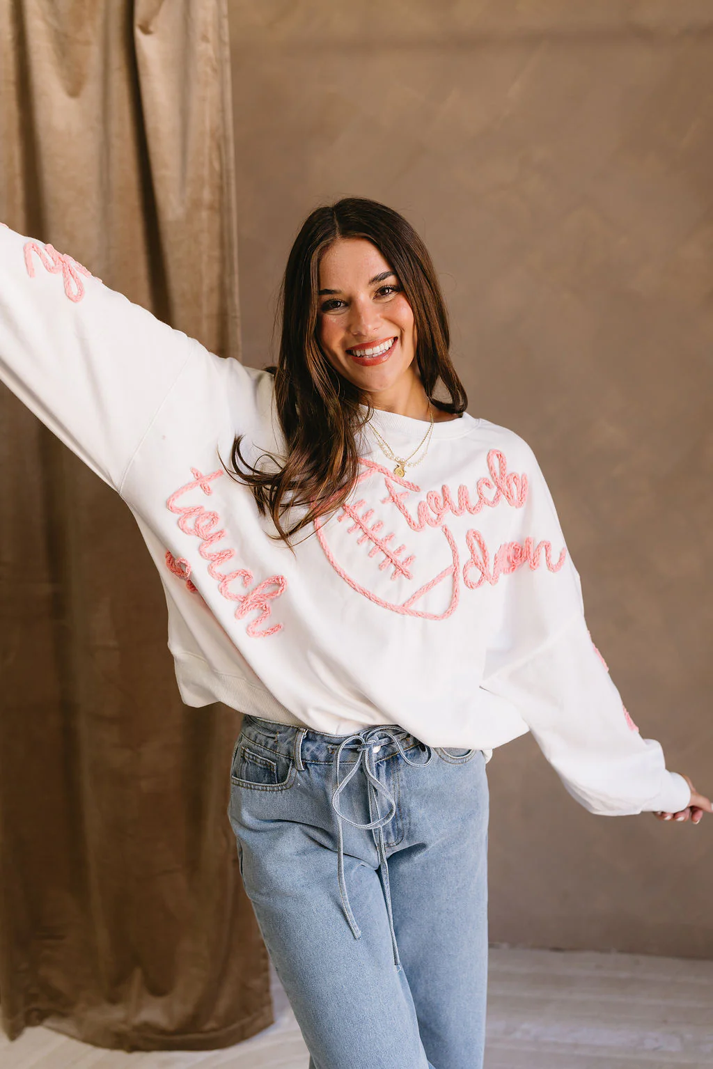 Miley Pink & White Touchdown Sweatshirt - Image 8