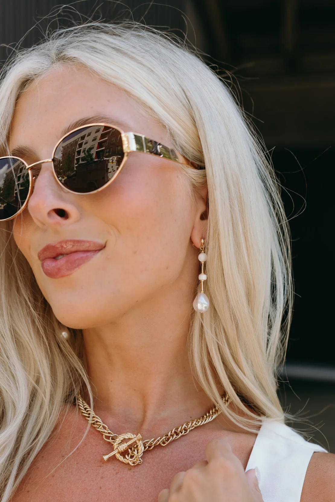 Morgana Pearl Dangle Earrings - Image 2