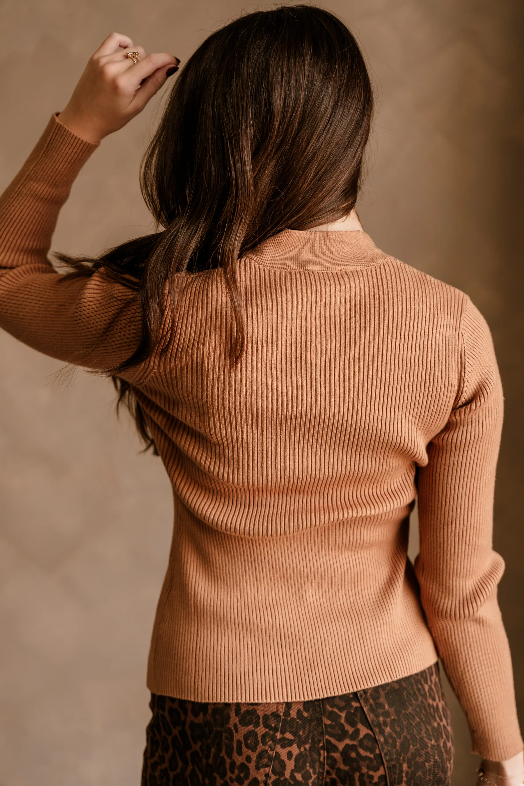 Mya Tan Scallop Knit Cardigan - Image 4