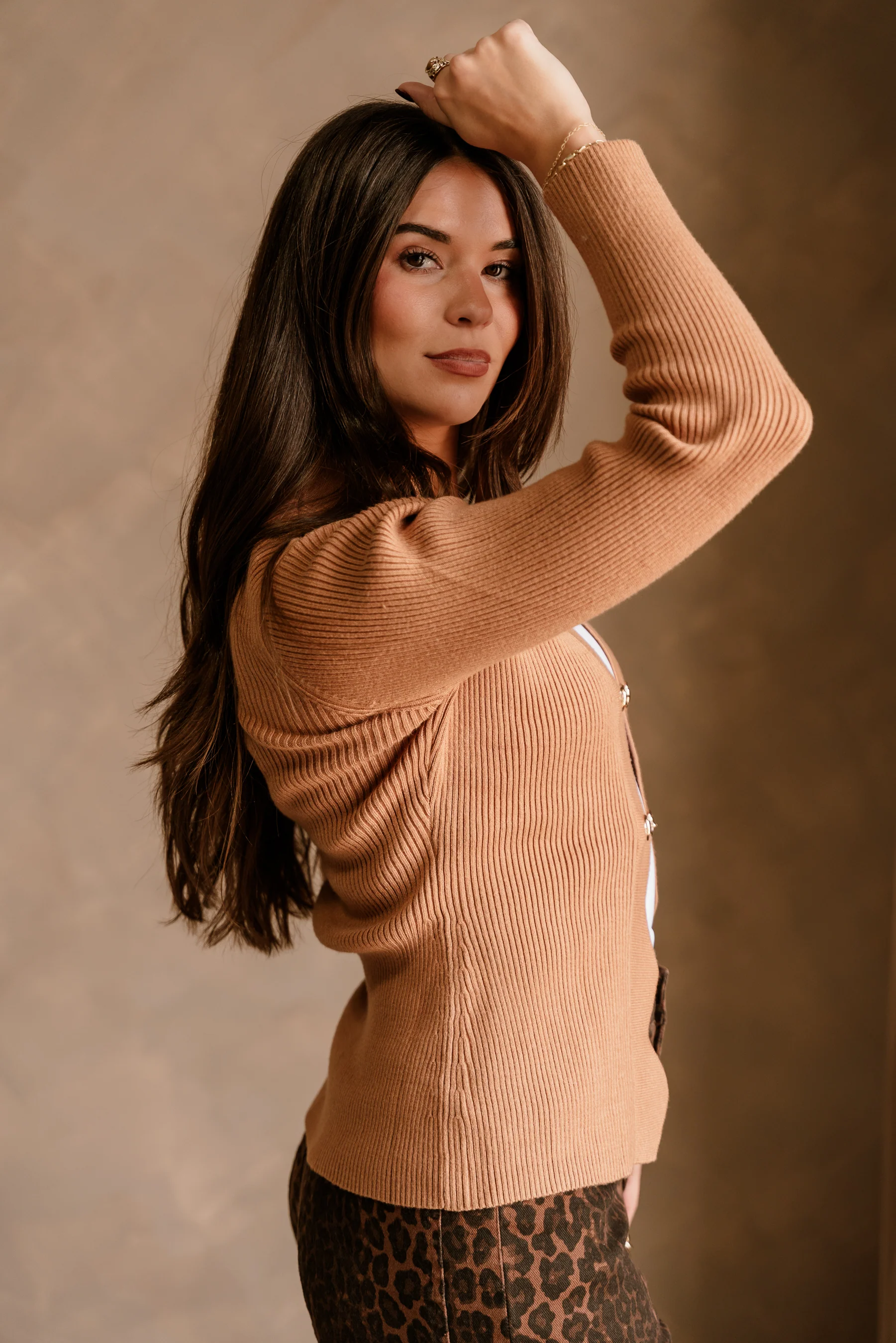 Mya Tan Scallop Knit Cardigan - Image 7