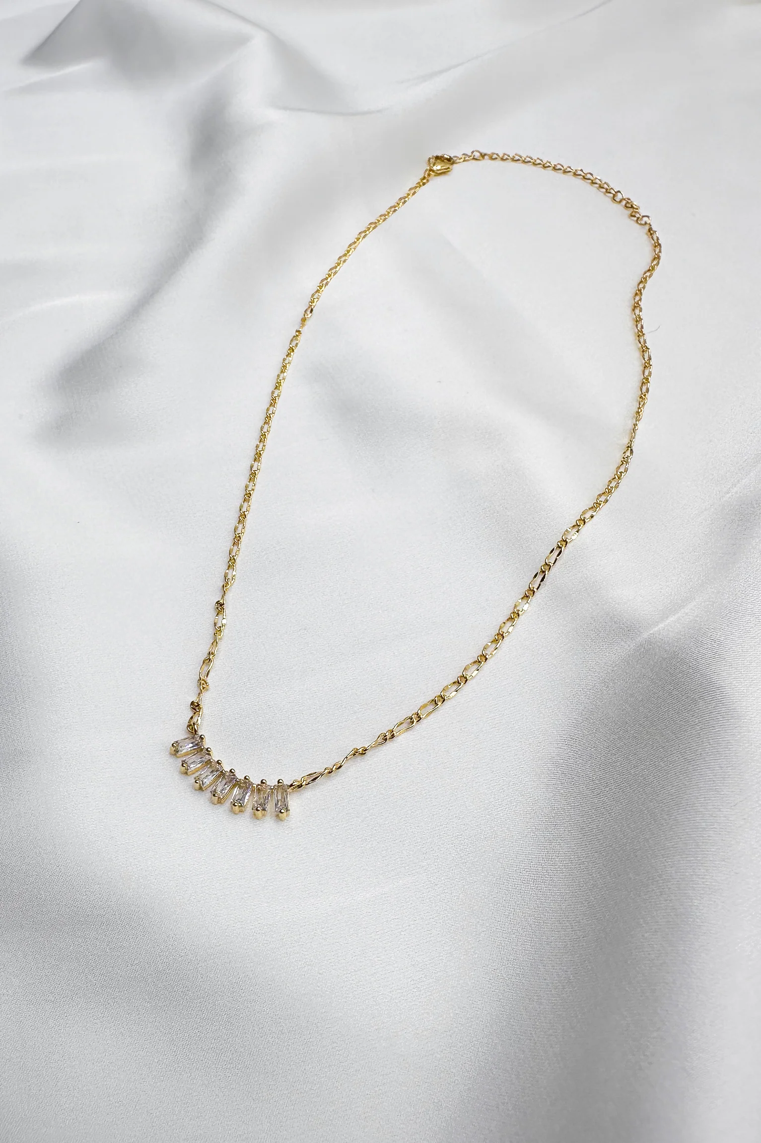 Olivia Gold & Clear Stones Single Layer Necklace