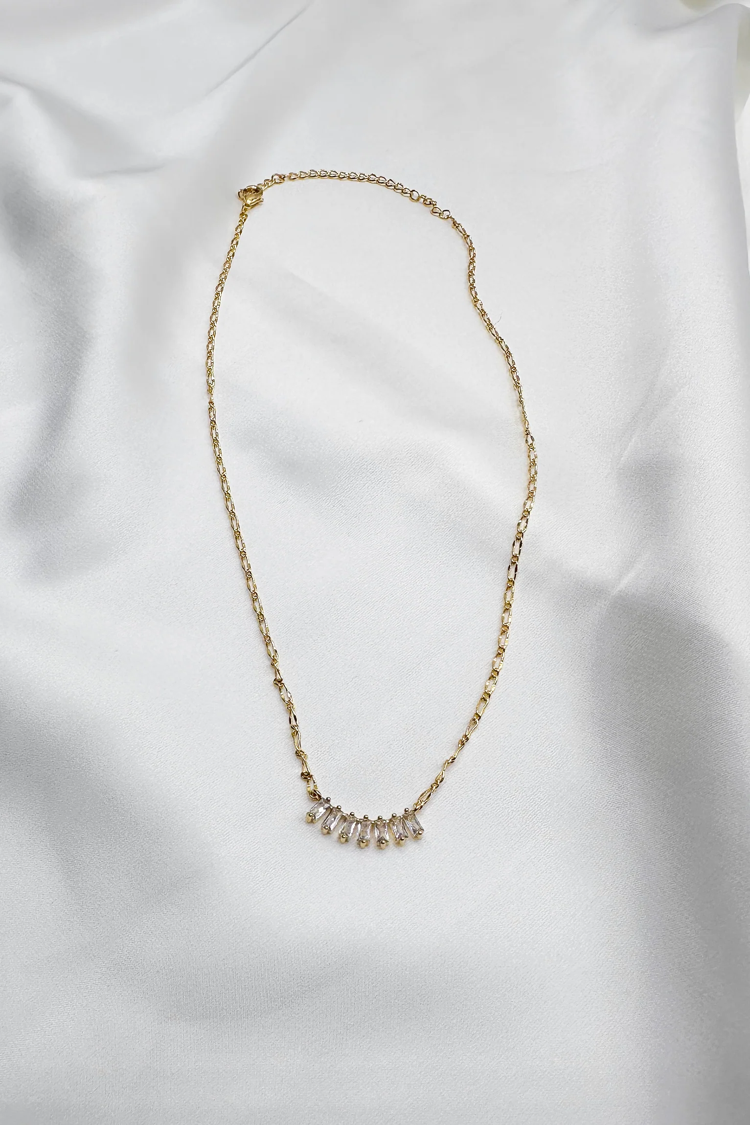 Olivia Gold & Clear Stones Single Layer Necklace - Image 2