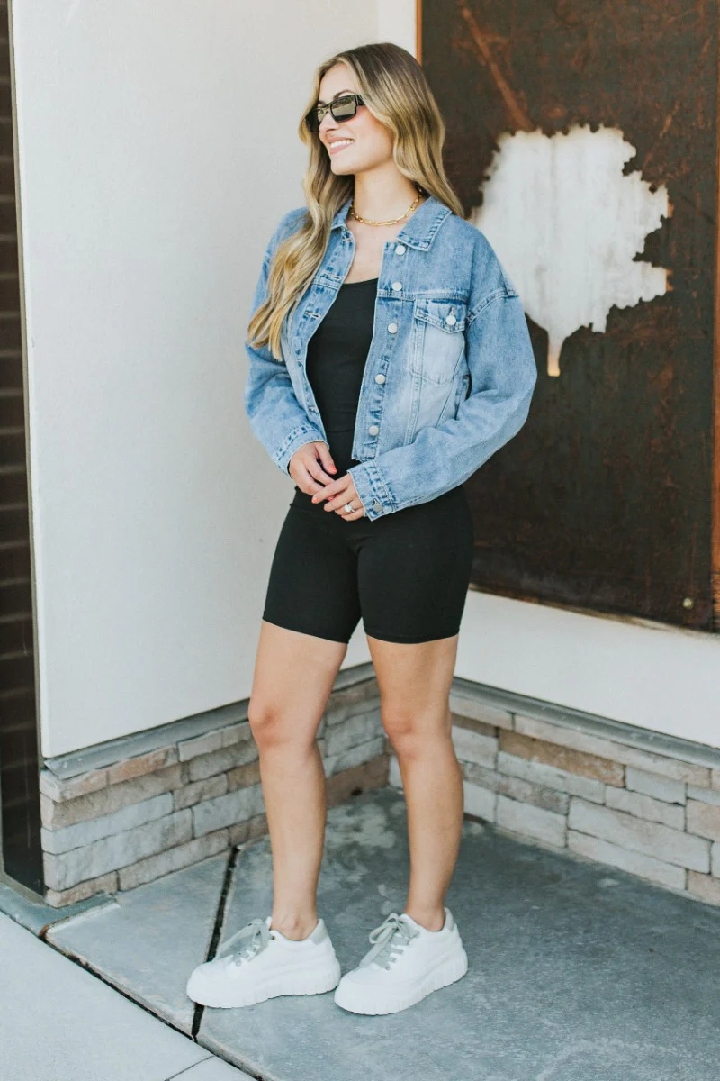 Over It Cropped Denim Jacket