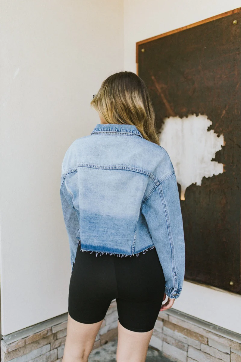 Over It Cropped Denim Jacket - Image 5