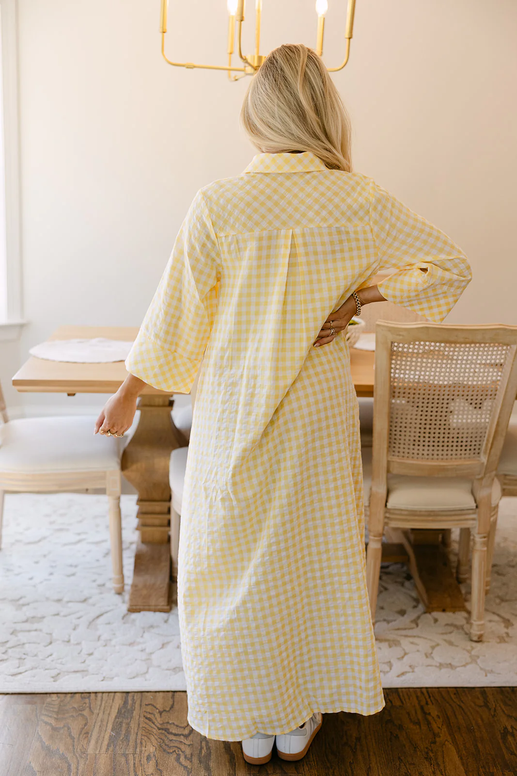 Palmer Yellow & White Gingham Midi Dress - Image 6