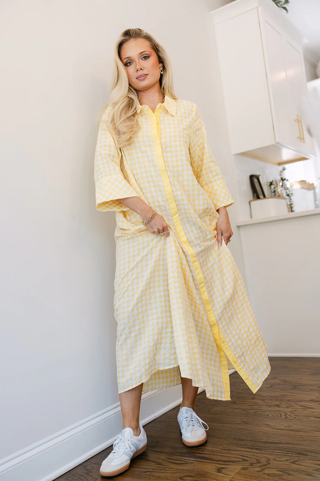Palmer Yellow & White Gingham Midi Dress - Image 7
