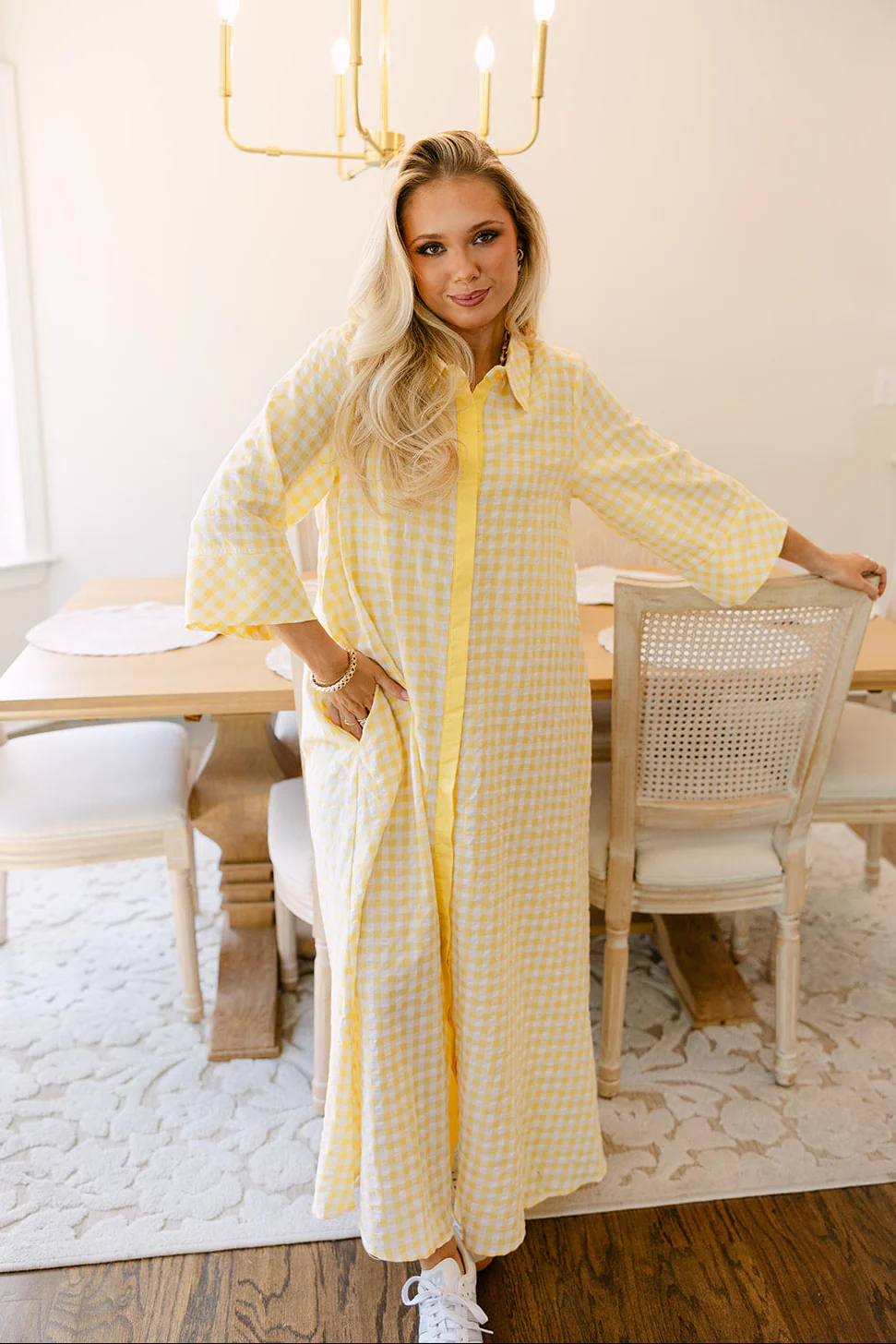 Palmer Yellow & White Gingham Midi Dress - Image 9