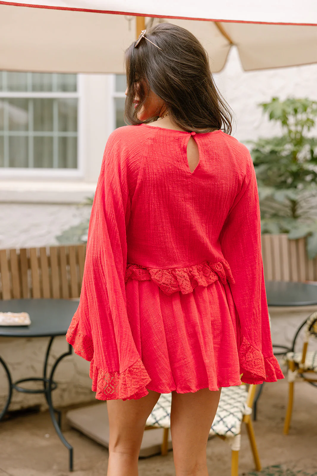 Paloma Red Orange Ruffle Lace Top - Image 6