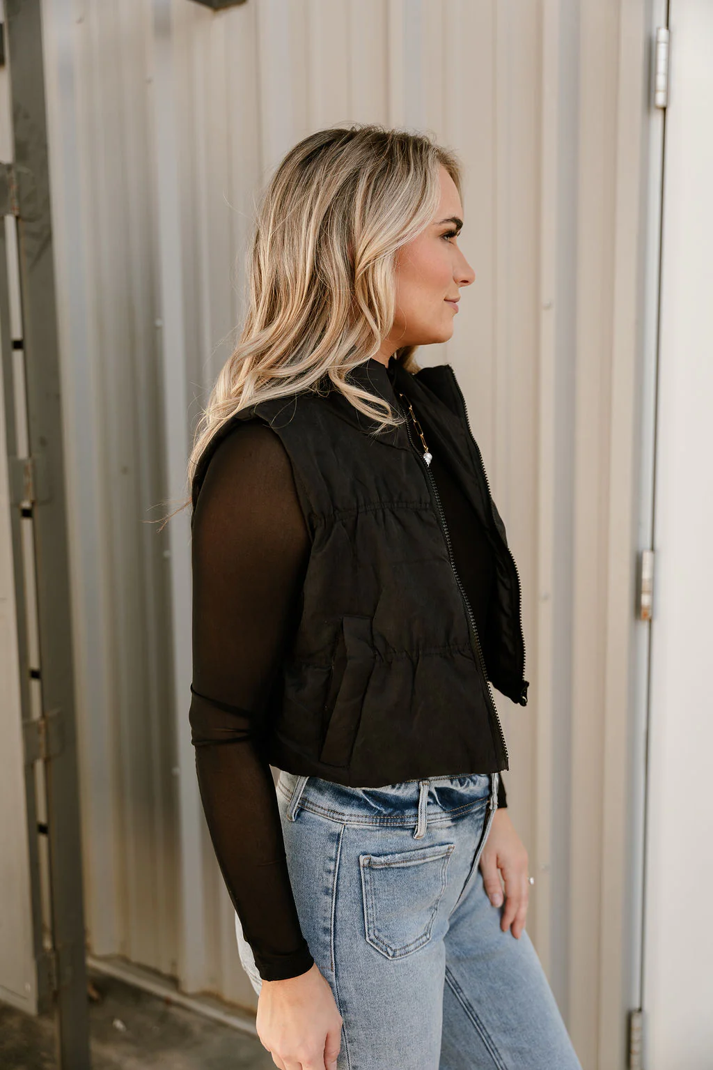 Payton Black Puffer Vest - Image 5