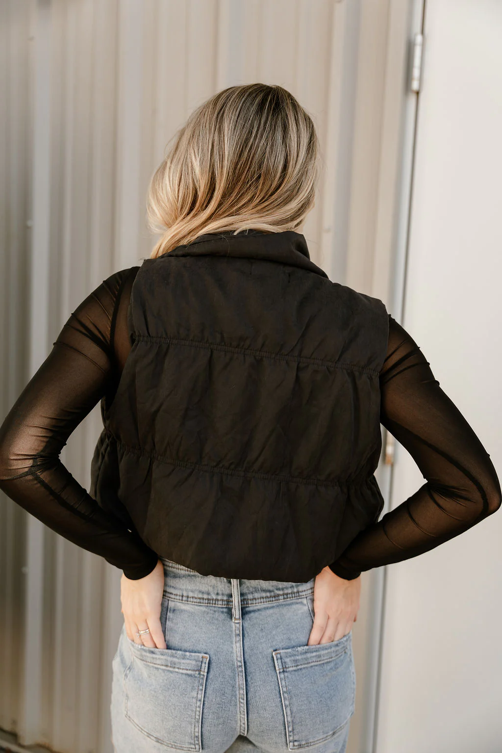 Payton Black Puffer Vest - Image 8