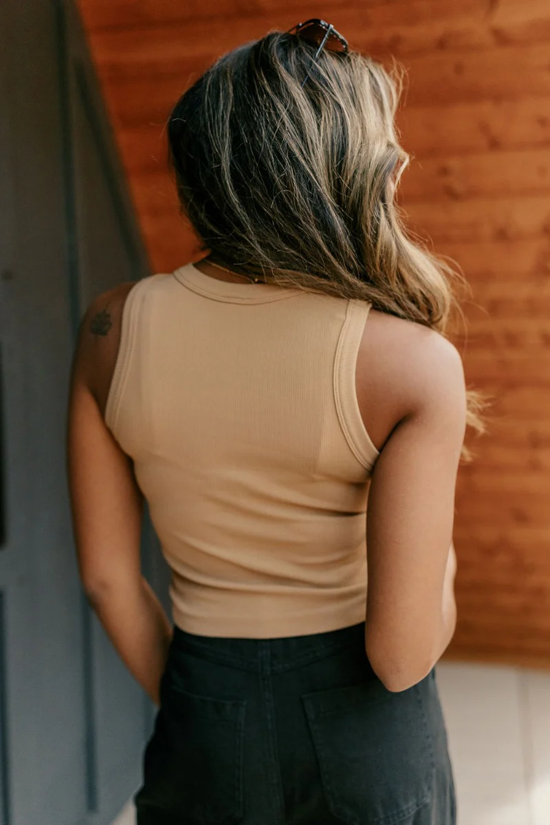 Payton Tan Ribbed Sleeveless Tank - Image 9
