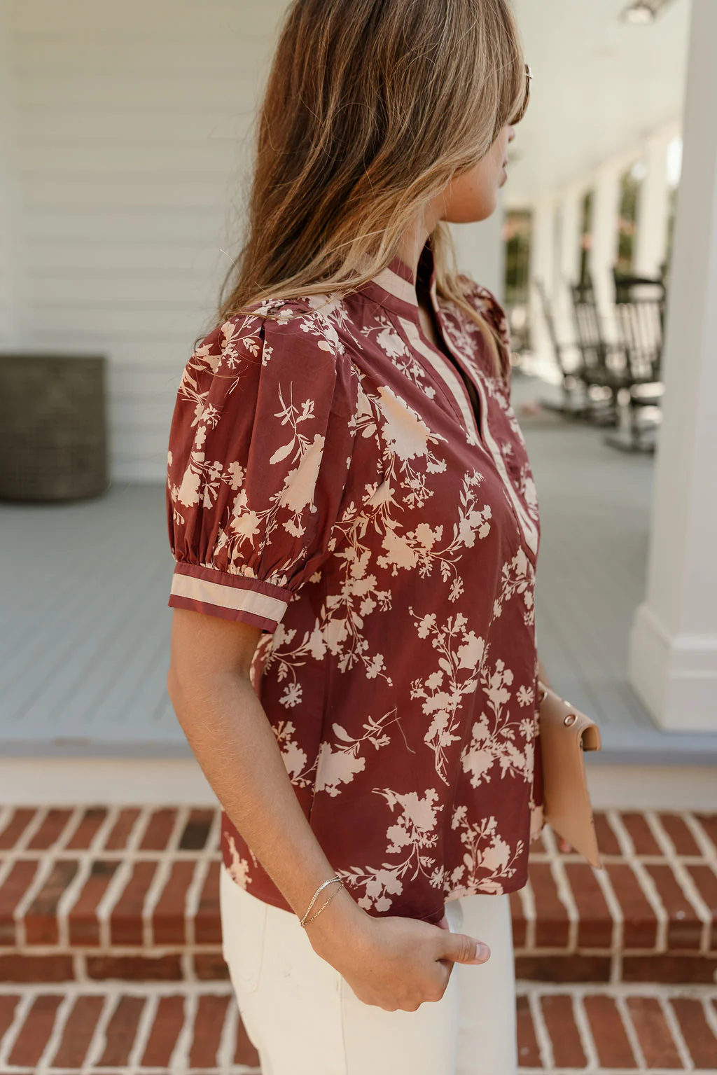 Penelope Brick & Beige Floral Top - Image 5