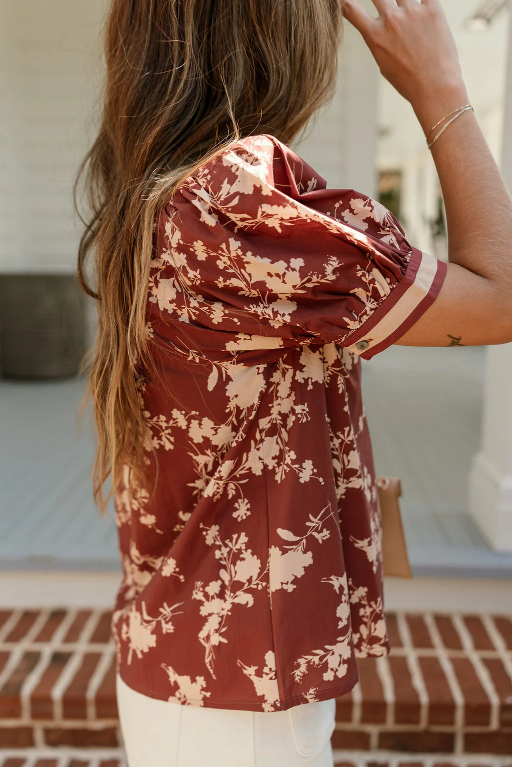 Penelope Brick & Beige Floral Top - Image 6