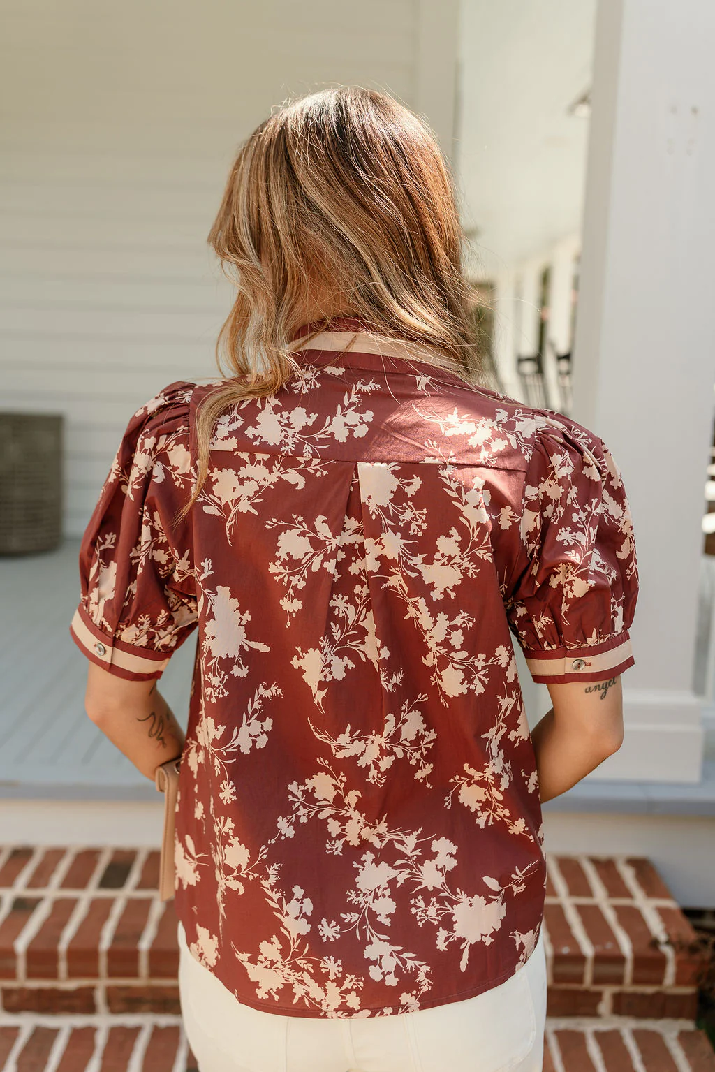 Penelope Brick & Beige Floral Top - Image 8