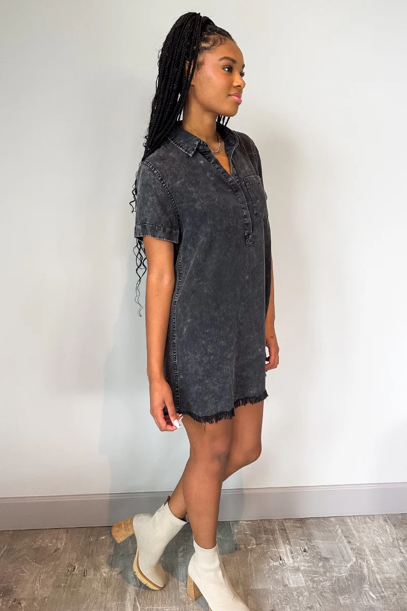 Play It Cool Dress in Washed Black - Image 4