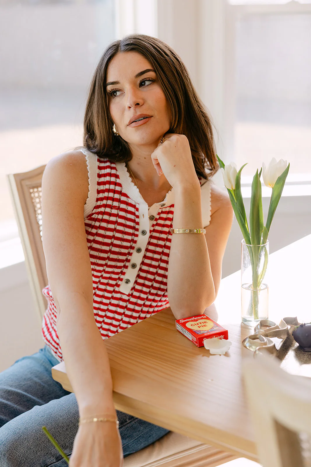 Poppy Red & White Striped Tank Top - Image 7
