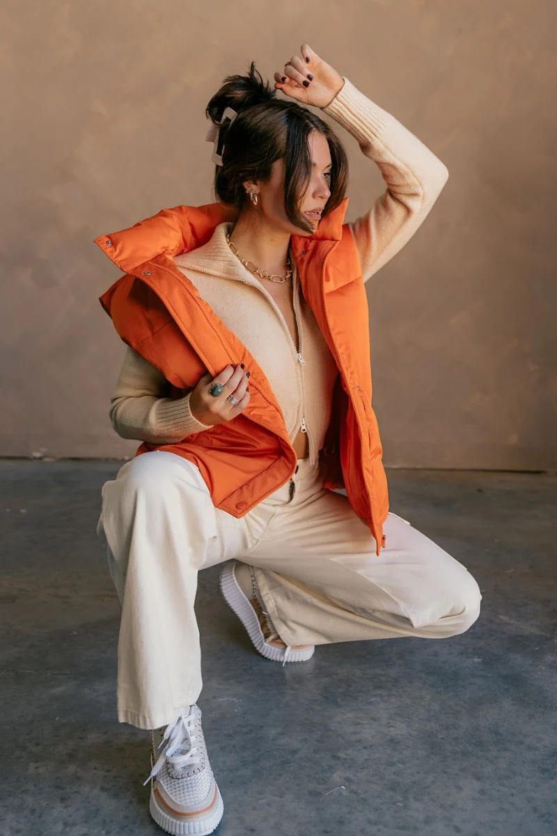 Reagan Orange Oversized Puffer Vest - Image 5