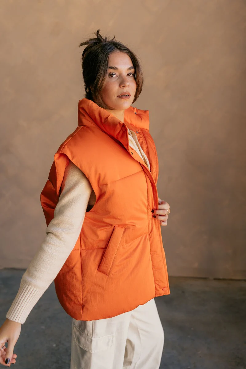Reagan Orange Oversized Puffer Vest - Image 6