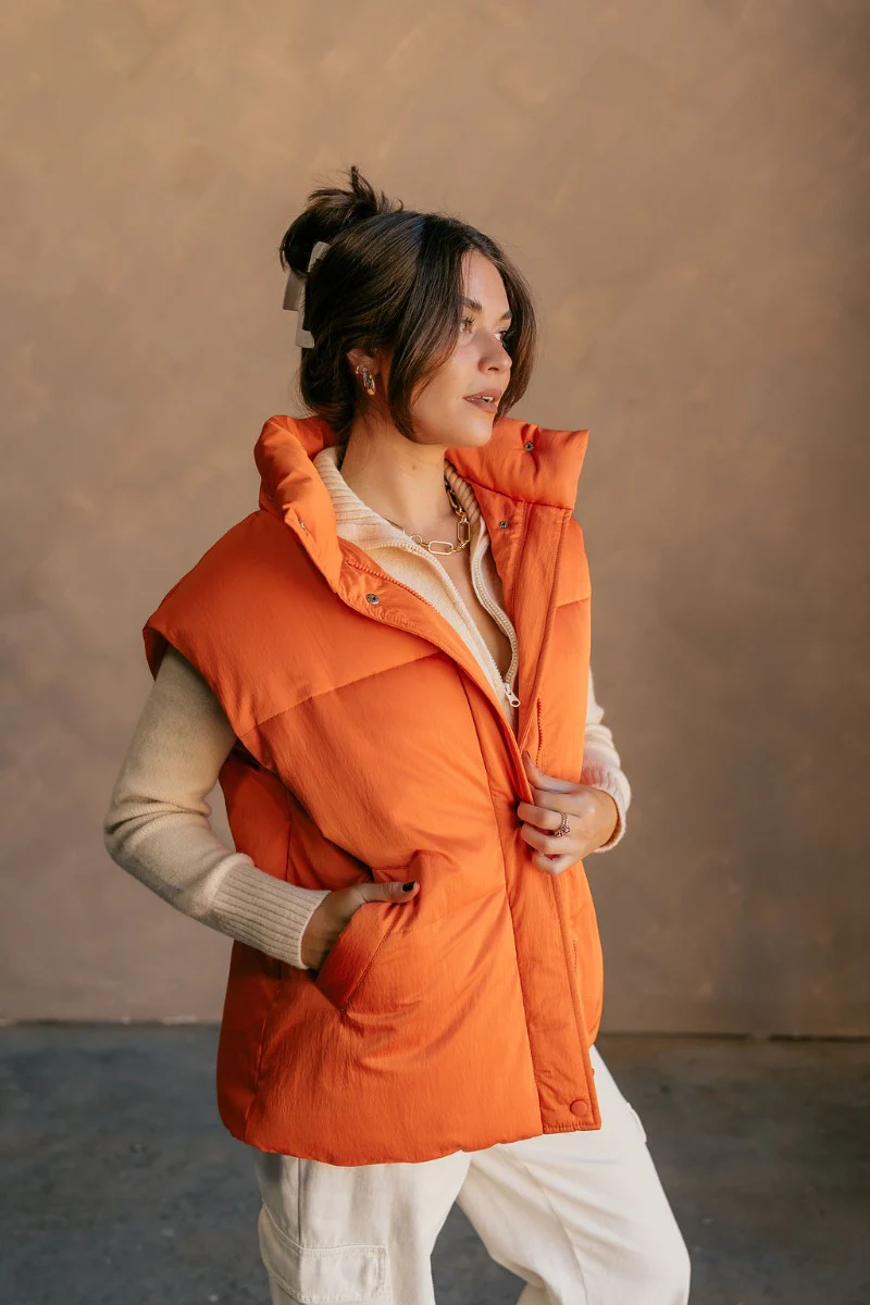 Reagan Orange Oversized Puffer Vest - Image 7
