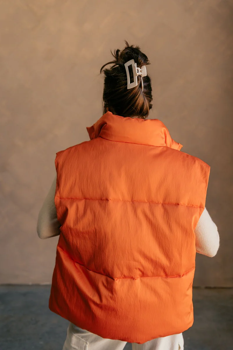 Reagan Orange Oversized Puffer Vest - Image 8