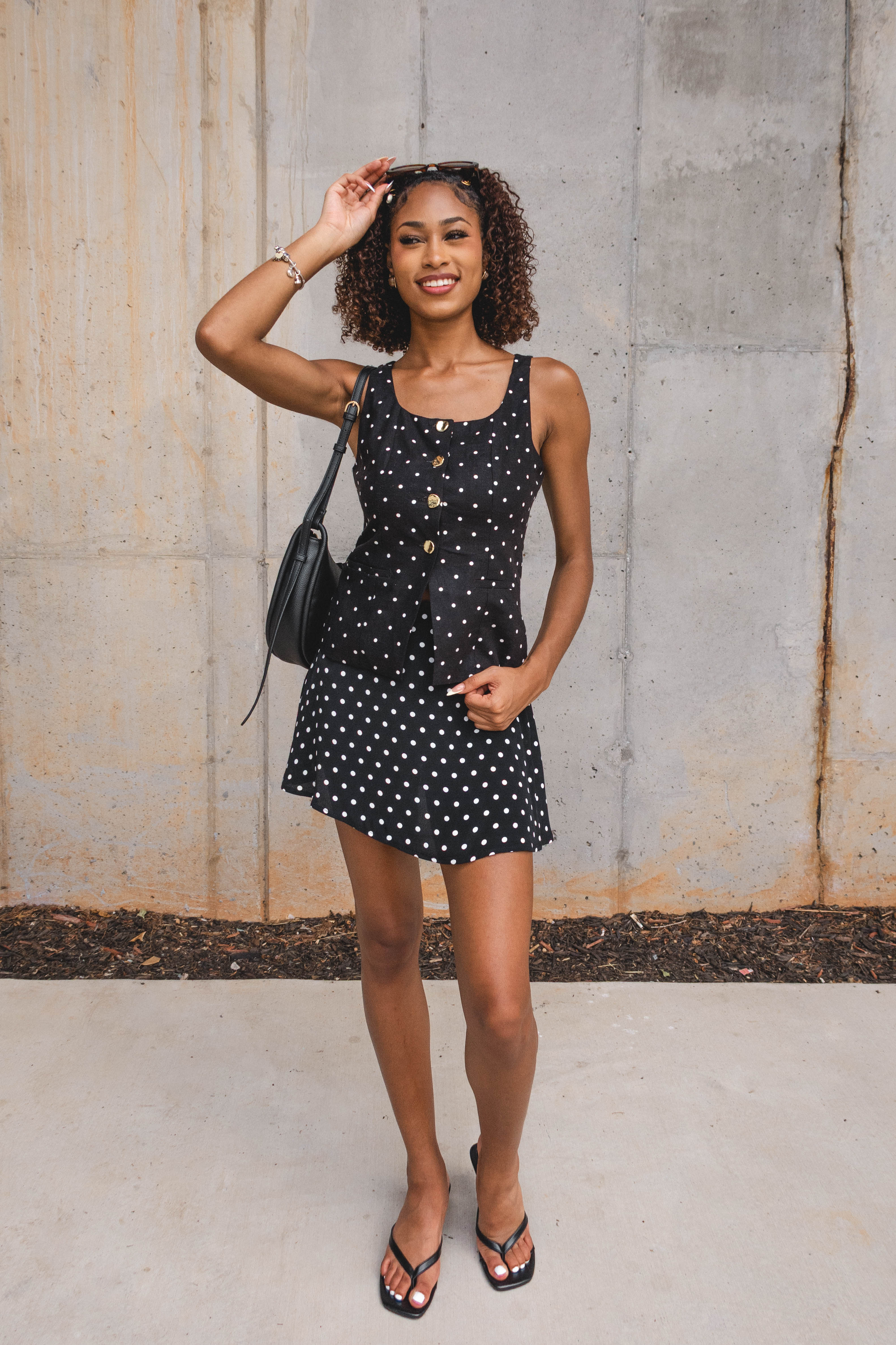 Roxanne Black & White Polka Dot Vest - Image 3