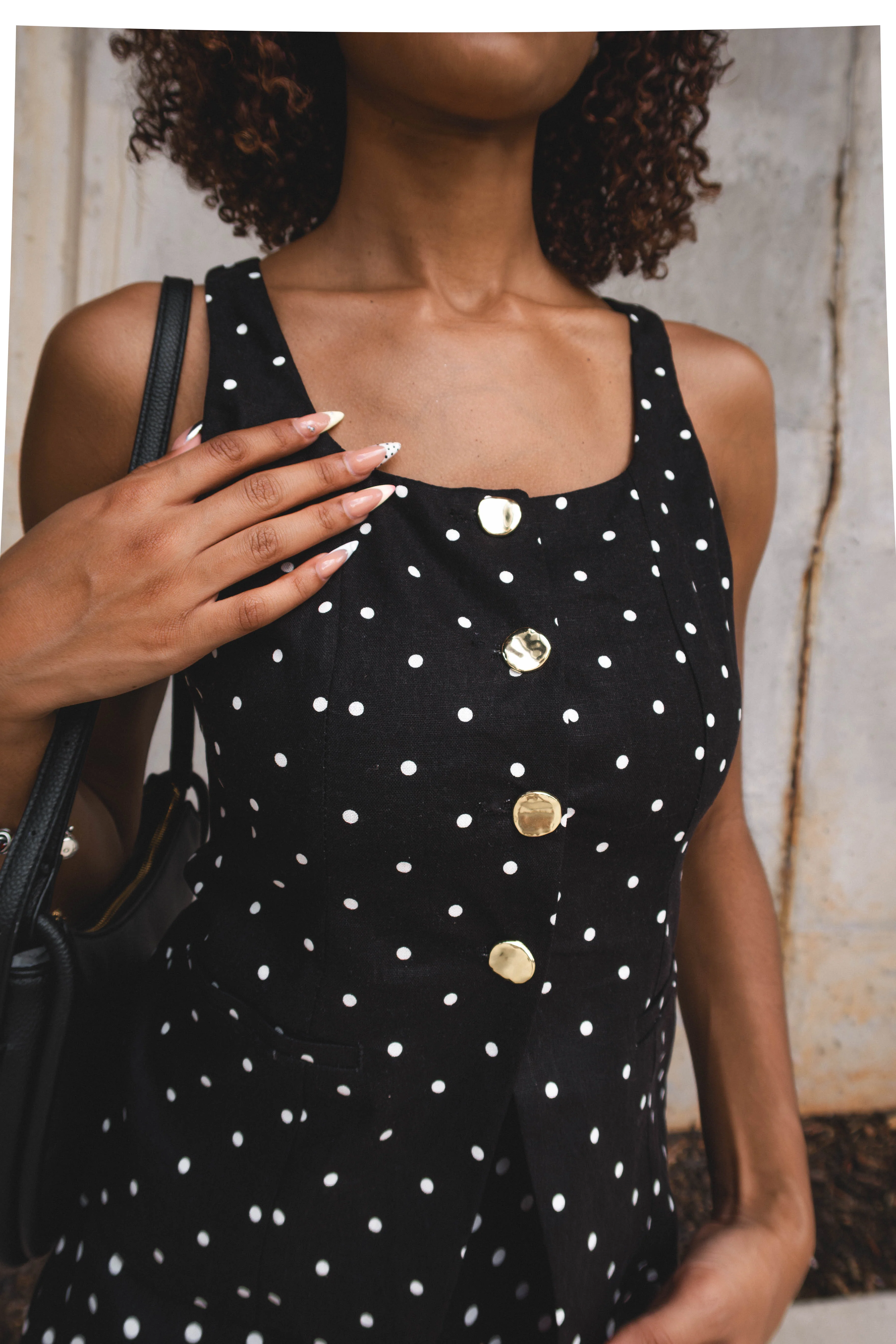 Roxanne Black & White Polka Dot Vest - Image 4