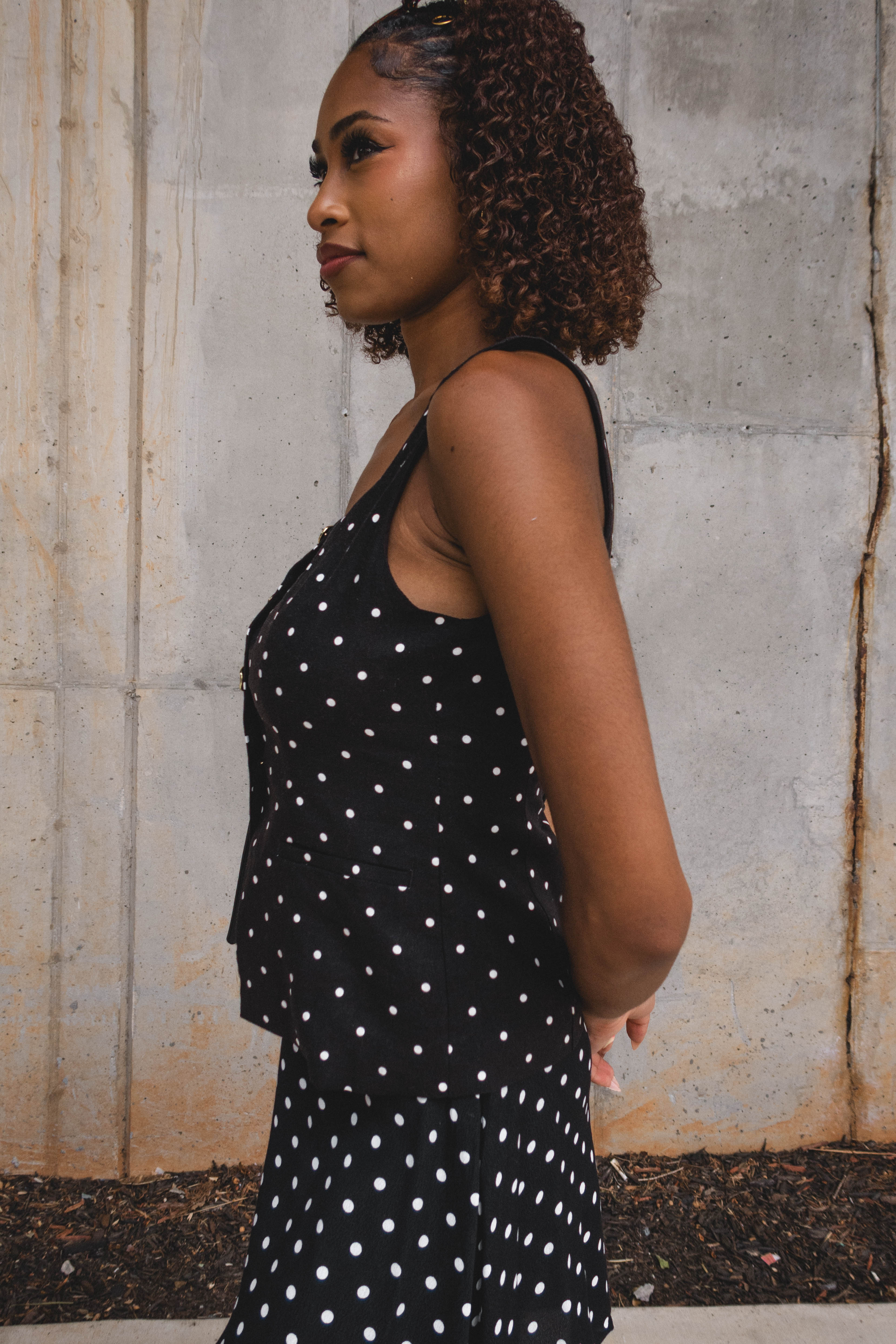 Roxanne Black & White Polka Dot Vest - Image 6