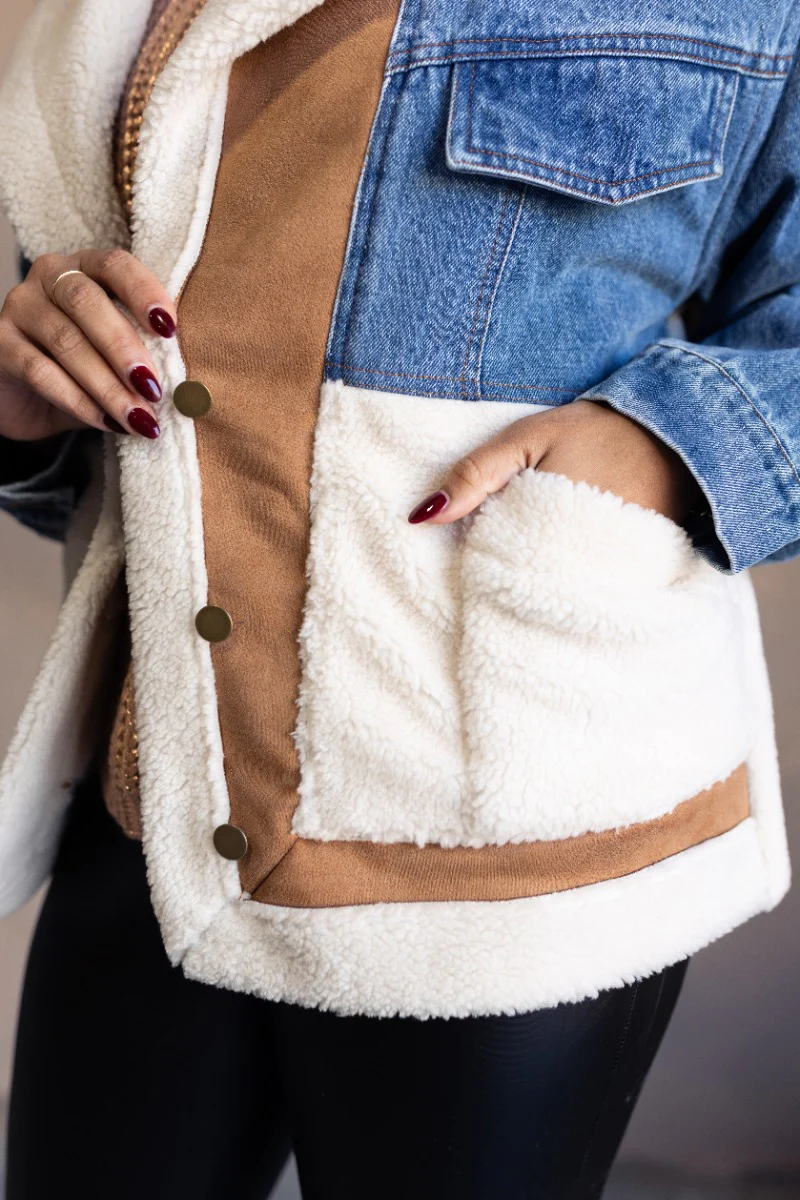 Ruth Denim & Sherpa Long Sleeve Jacket - Image 4