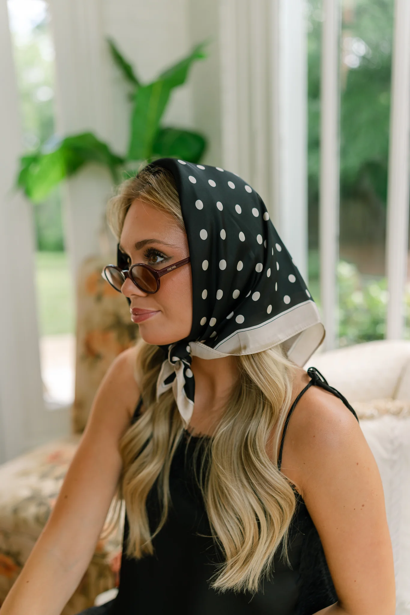 Sabrina Polka Dot Satin Scarf - Image 2