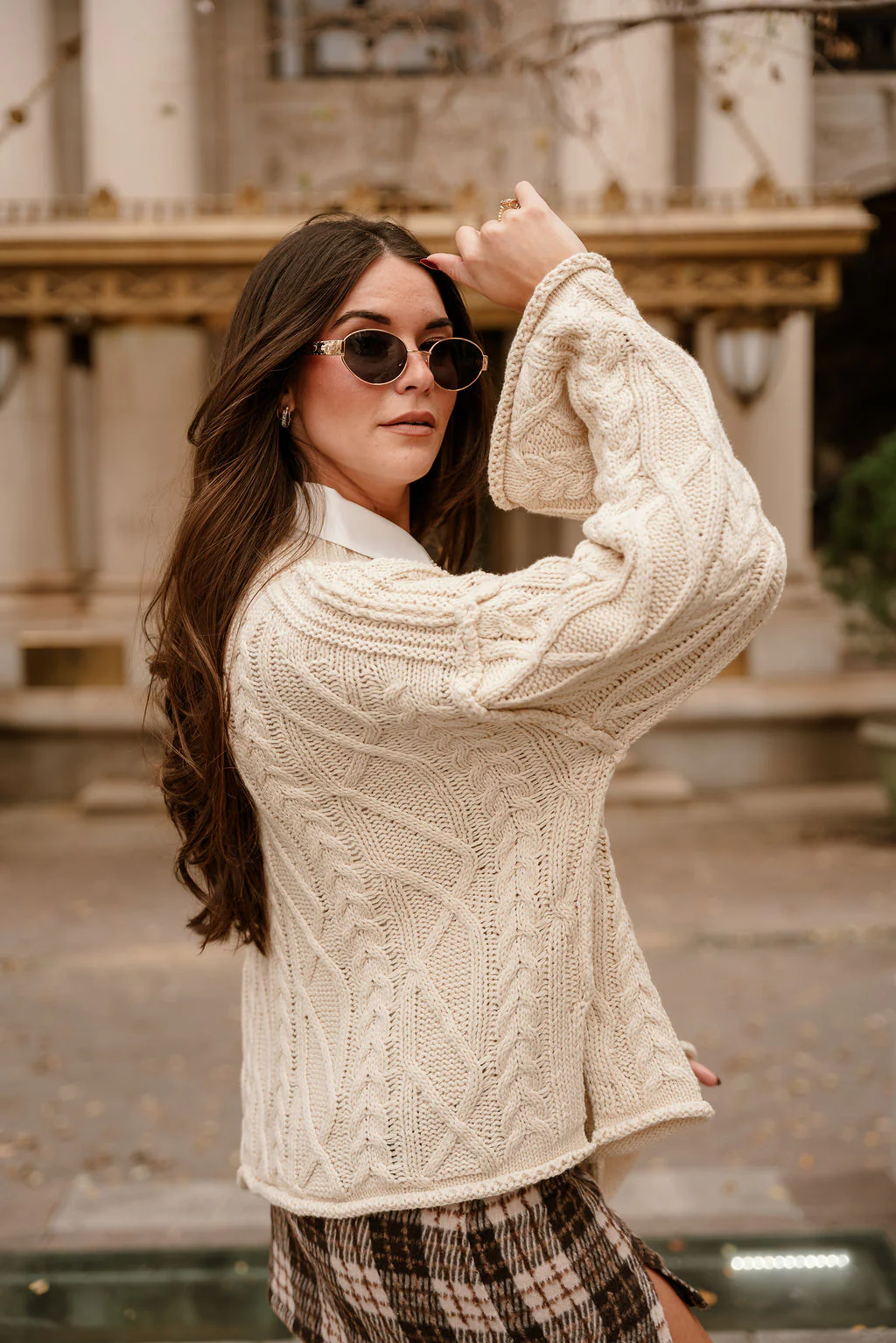 Selah Cream Cable Knit Flare Sweater - Image 7