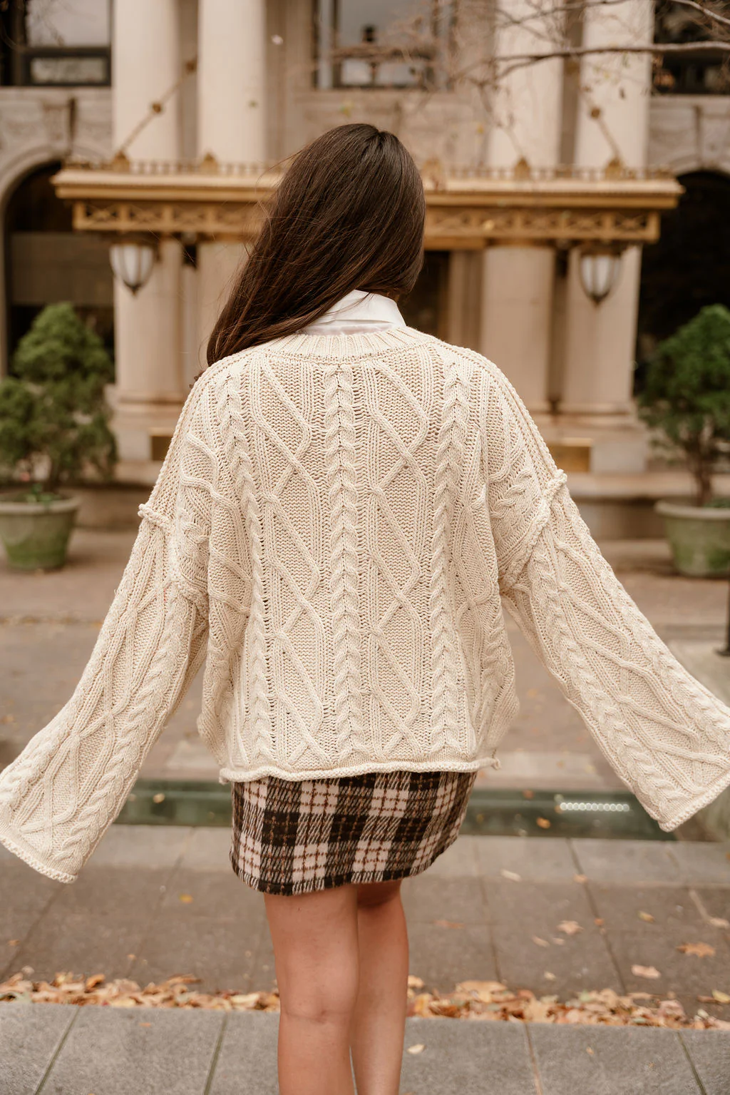 Selah Cream Cable Knit Flare Sweater - Image 8