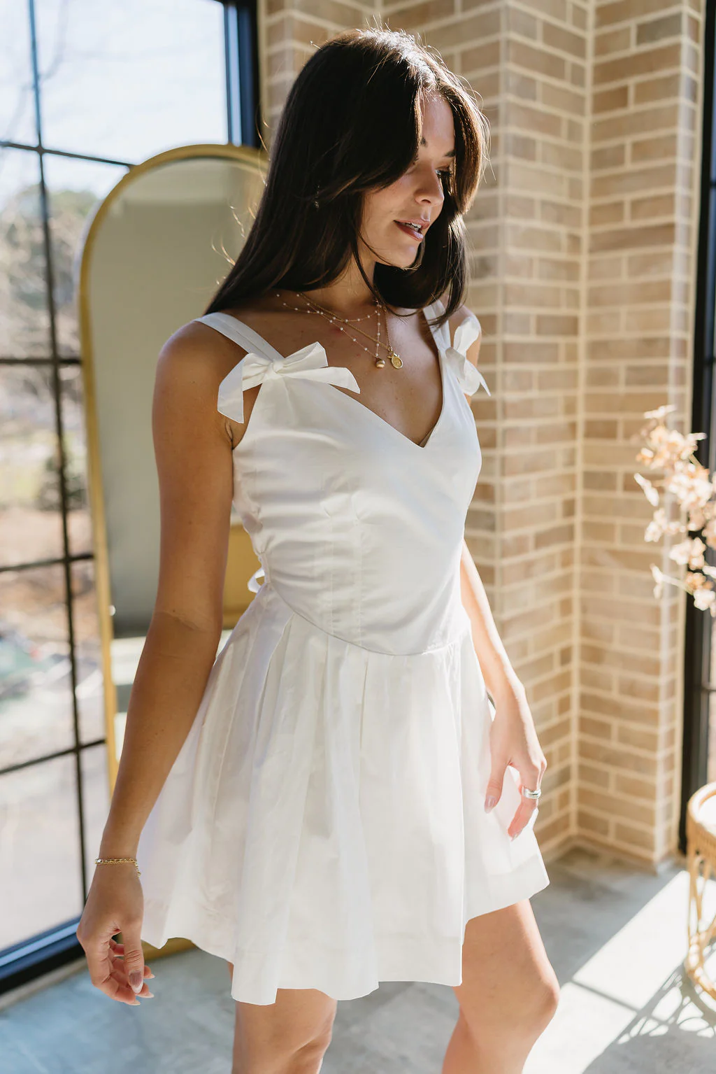 Sierra White Flare Skirt Mini Dress - Image 2